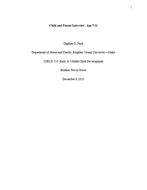 Child Parent Interview 2 - CHILD310